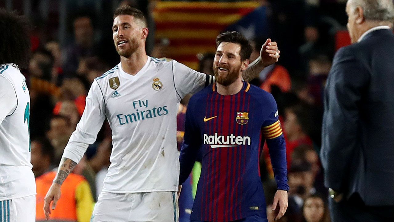Clásicos como capitán:Leo Messi (10) Sergio Ramos (14)