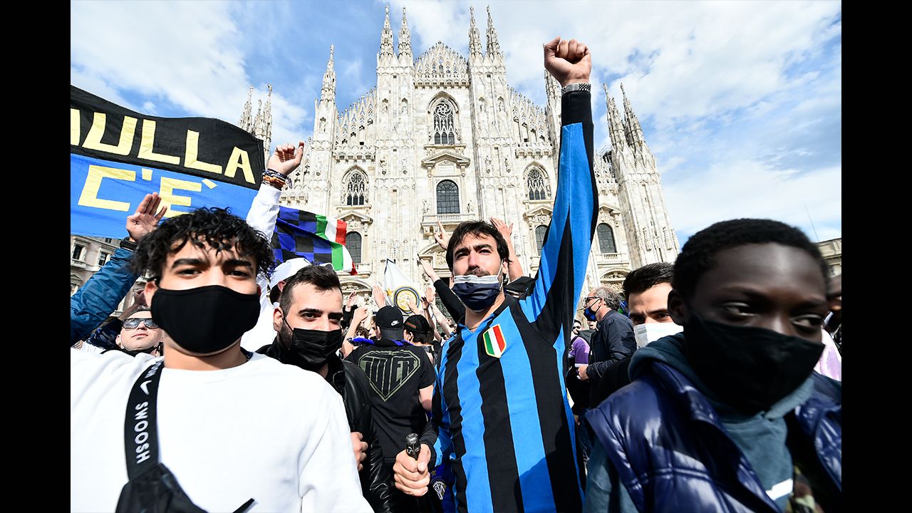 ¡Tremendo festejo de los aficionados del Inter tras el título!