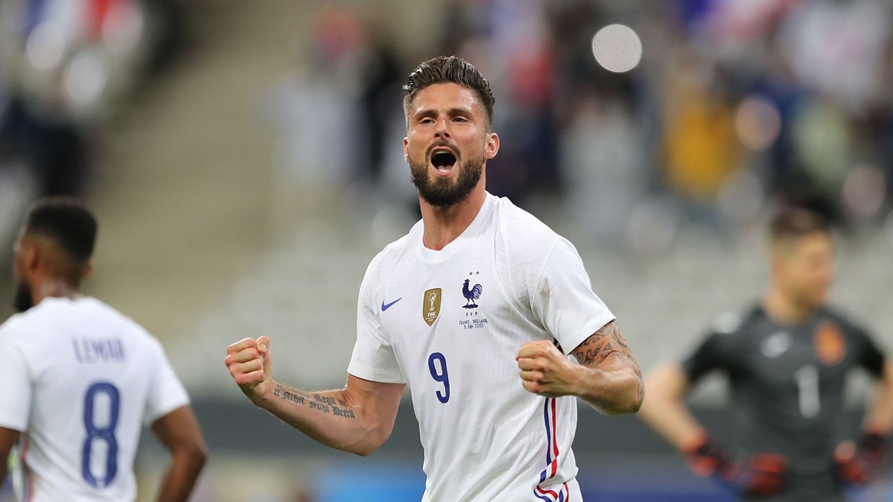 Olivier Giroud llegó a los 46 goles en 108 partidos con la Selección Francesa, con el doblete marcado en el amistoso ante Bulgaria (3-0)