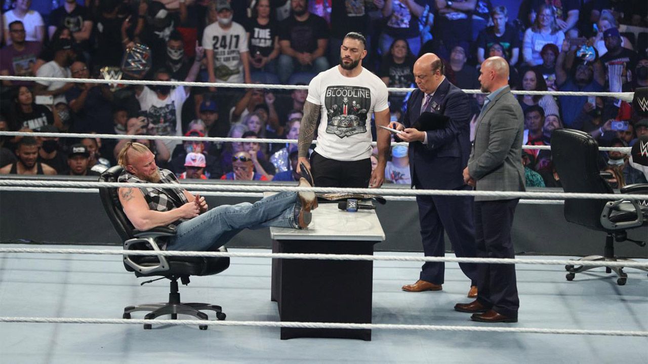 Brock Lesnar y Roman Reigns dejaron el ring caliente para Crown Jewel