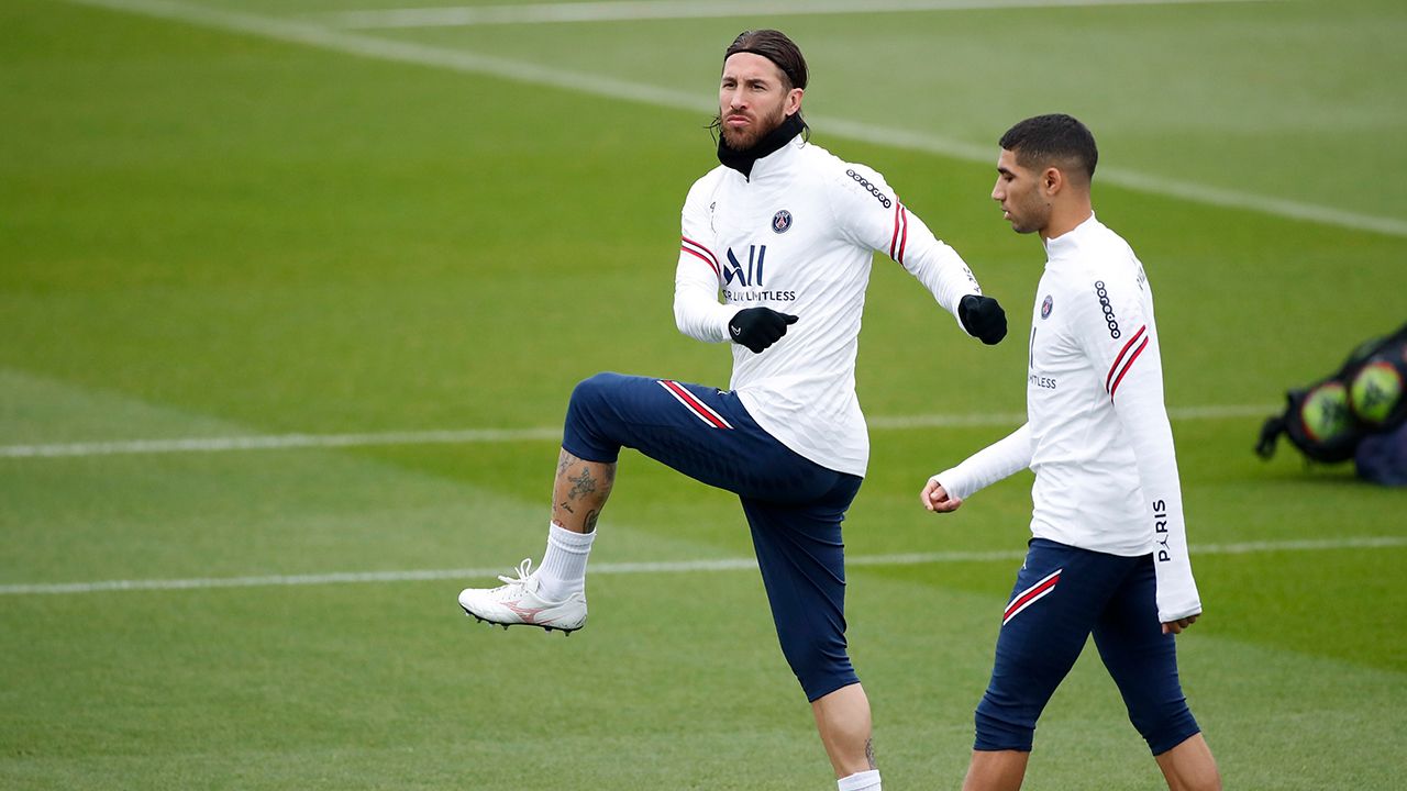Lionel Messi y Sergio Ramos, juntos en el entrenamiento del Paris Saint-Germain