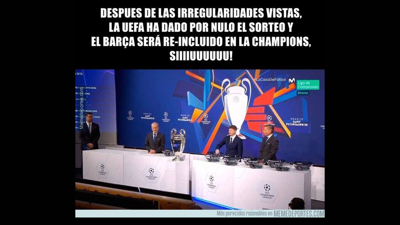 Los memes del sorteo de Champions League, sin piedad de Real Madrid y Barcelona