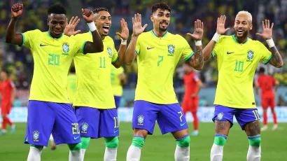 Brasil le está ganando 3-0 a Corea del Sur con el gol de Vinicius (7'), un penal de Neymar (13') y uno más de Richarlison (29'),