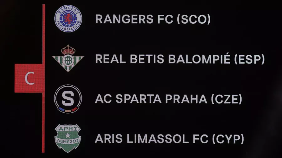 Grupo C: Rangers (Escocia), Betis (España), Sparta Praga (República Checa) y Aris Limassol (Chipre)
