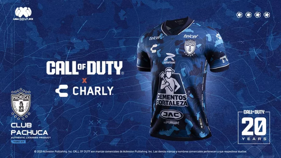 Pachuca se une a la celebración de los 20 años del videojuego Call of Duty con este camiseta muy militar.