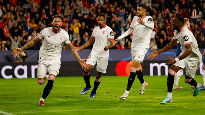 Sevilla se puso adelante en la quinta jornada de la Champions League gracias a un gol de Sergio Ramos a los 24 minutos.