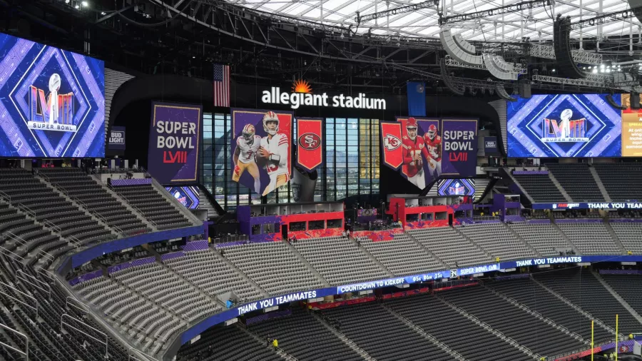 Así luce el Allegiant Stadium a unas horas del Super Bowl 58