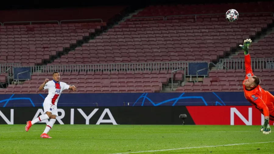 La goleada 4-1 en el partido de ida de octavos de final en 2021 con tres goles de Kylian Mbappé 