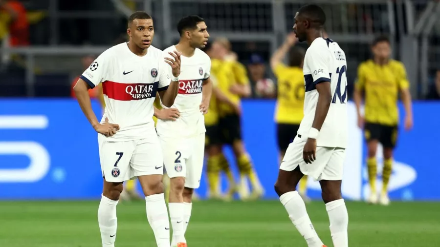 La reacción de Kylian Mbappé, Ousmane Dembélé y Achraf Hakimi luego del gol de Niclas Füllkrug 