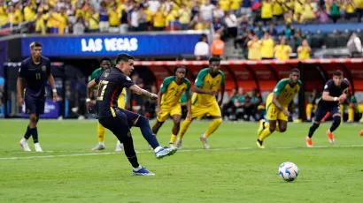 Así celebró el gol que duplicó la ventaja de su selección en este segundo partido de la Copa América.