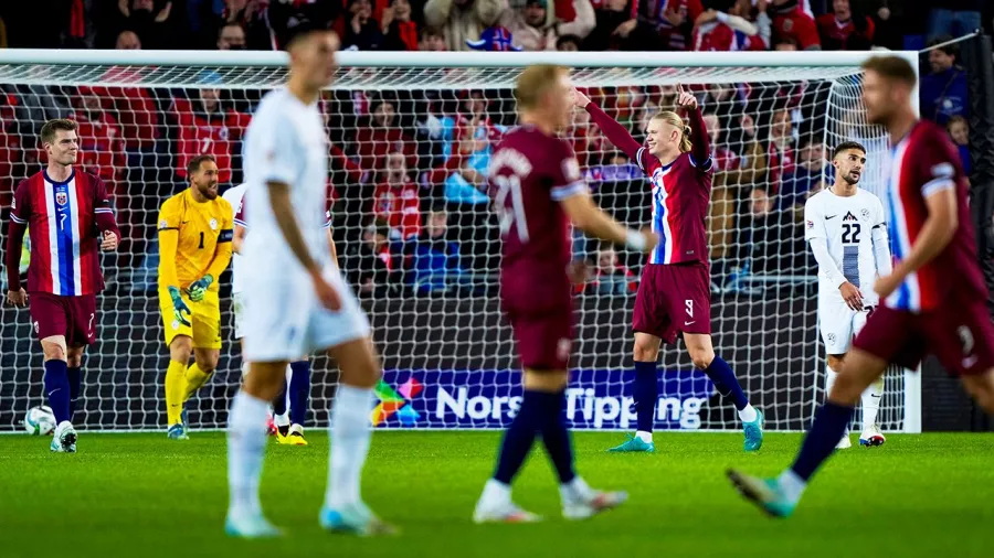 Así celebró Haaland su primera capitanía con su país y su cita con la historia.