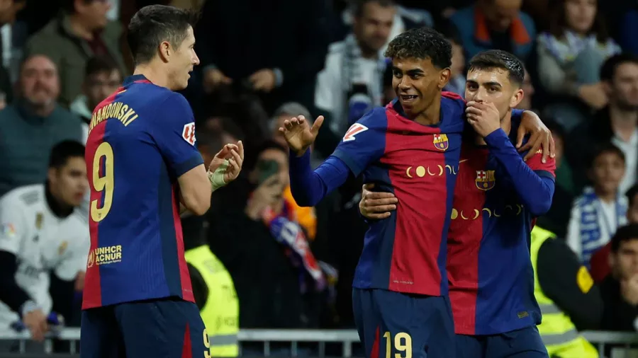 Así celebró Yamal su primer gol en el Clásico.