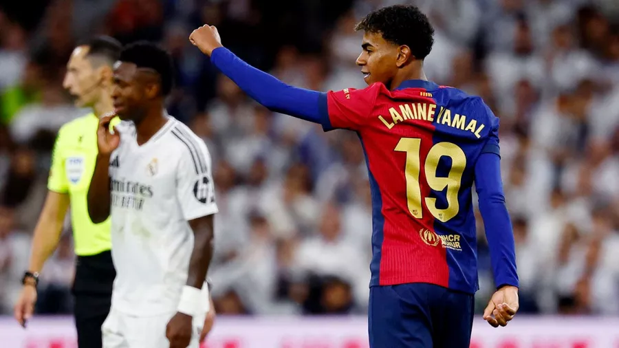 Así celebró Yamal su primer gol en el Clásico.