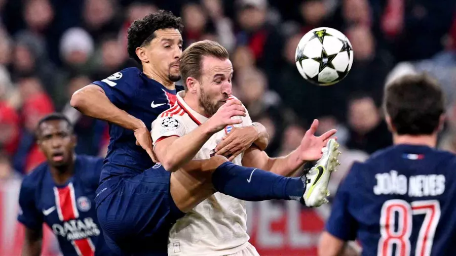 Marquinhos tuvo una tarde muy ajetreada tratando de marcar a Harry Kane.