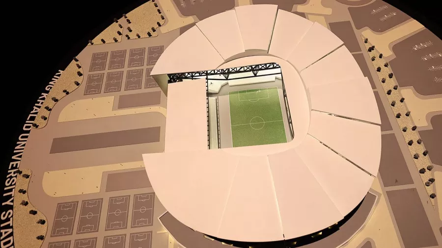 Estadio Universitario Rey Khalid (Abha) con capacidad para 45.428 espectadores. Podrá albergar como máxima categoría los octavos de final. Está en proceso de remodelación.