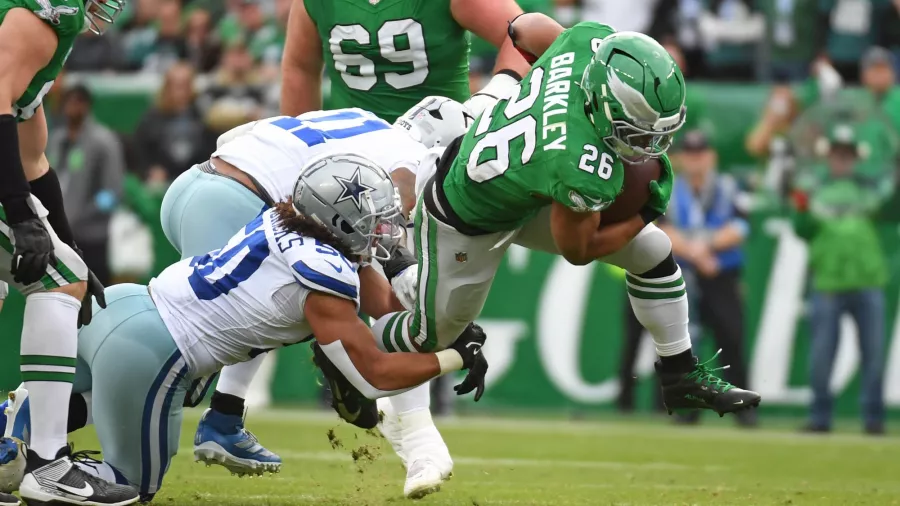 Aunque no anotó, Barkley corrió para 167 yardas en la paliza 41-7 de los Philadelphia Eagles sobre los Dallas Cowboys