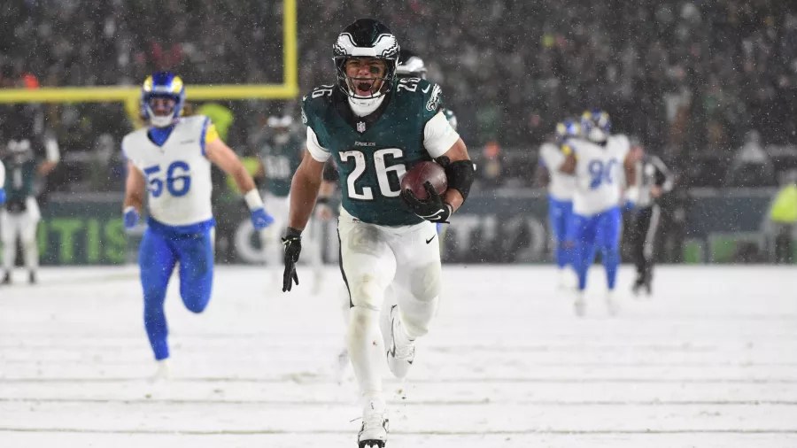 Saquon Barkley fue el amo de la nieve en Philadelphia