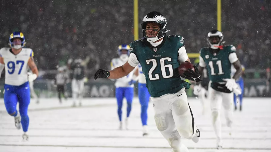 Saquon Barkley fue el amo de la nieve en Philadelphia