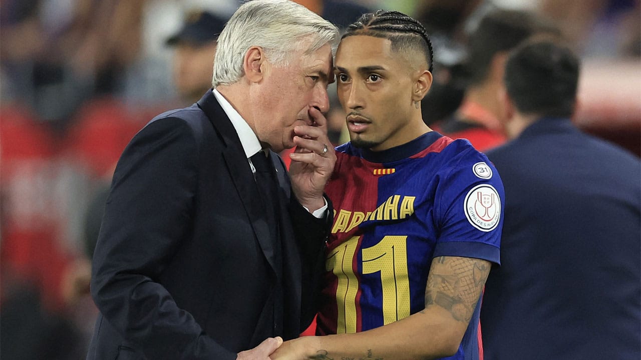 Esto no le gusta al Barcelona: Carlo Ancelotti convoca a Raphinha